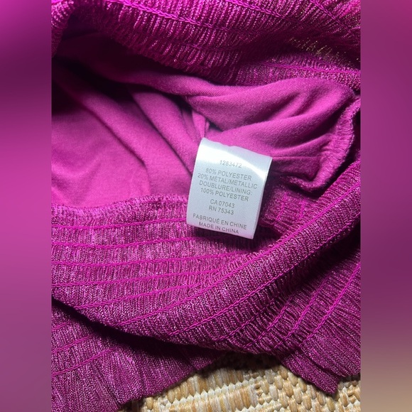 Joie Women Bright Purple Smocked Short Sleeve Top,V Neck,Ruffle Sleeve,SZ L,NWT - Picture 8 of 9